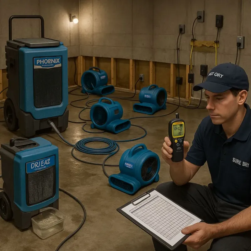 Structural Drying and Dehumidification process in Littleton Common, MA